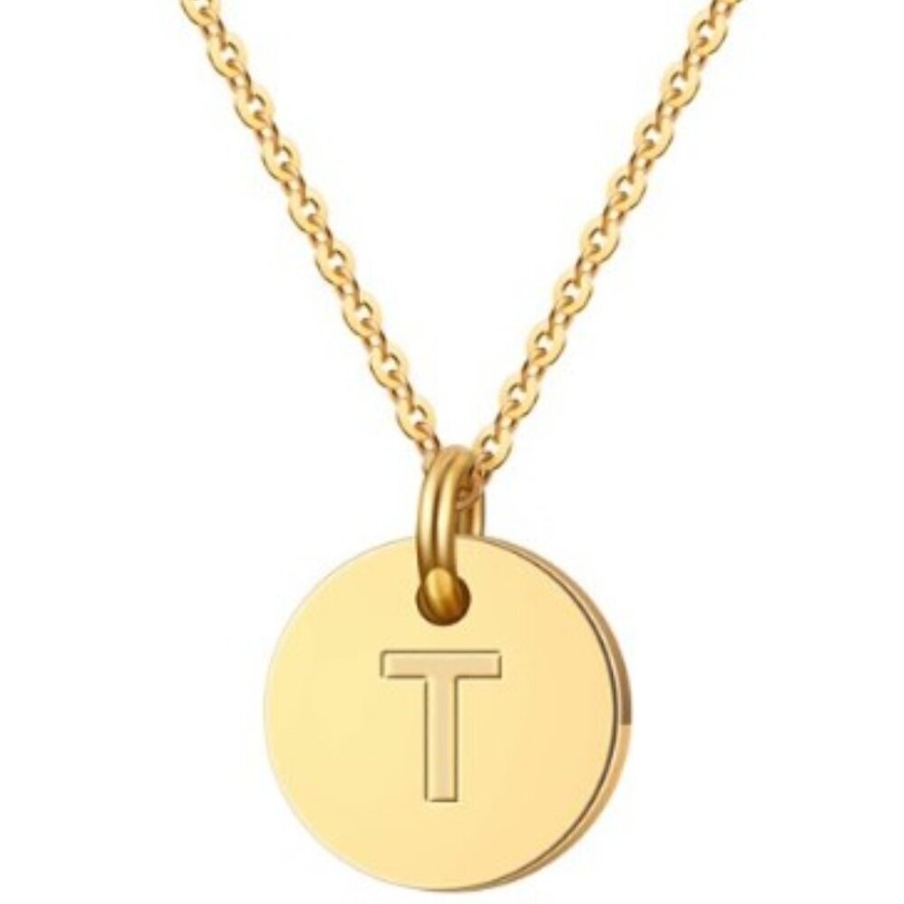 NEW INITIAL T MINI CIRCLE NECKLACE